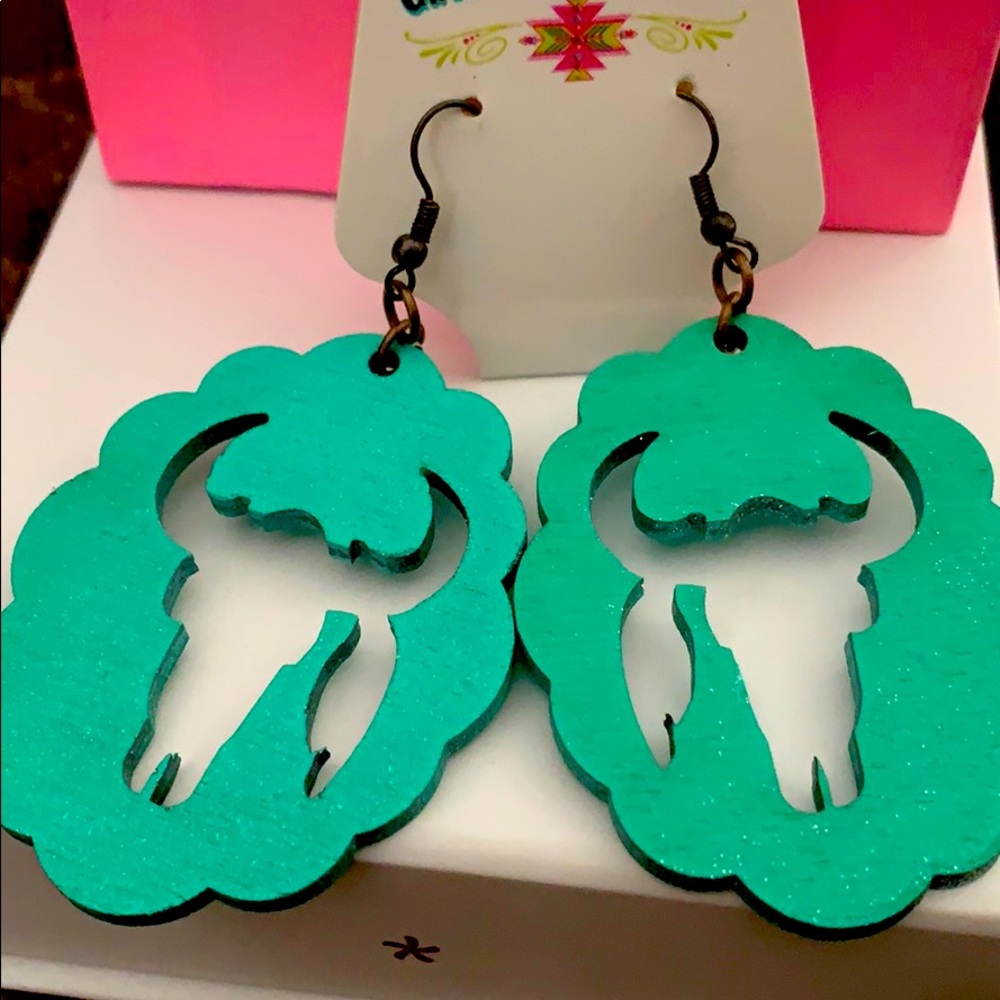Crazy Train Cow Skull earrings